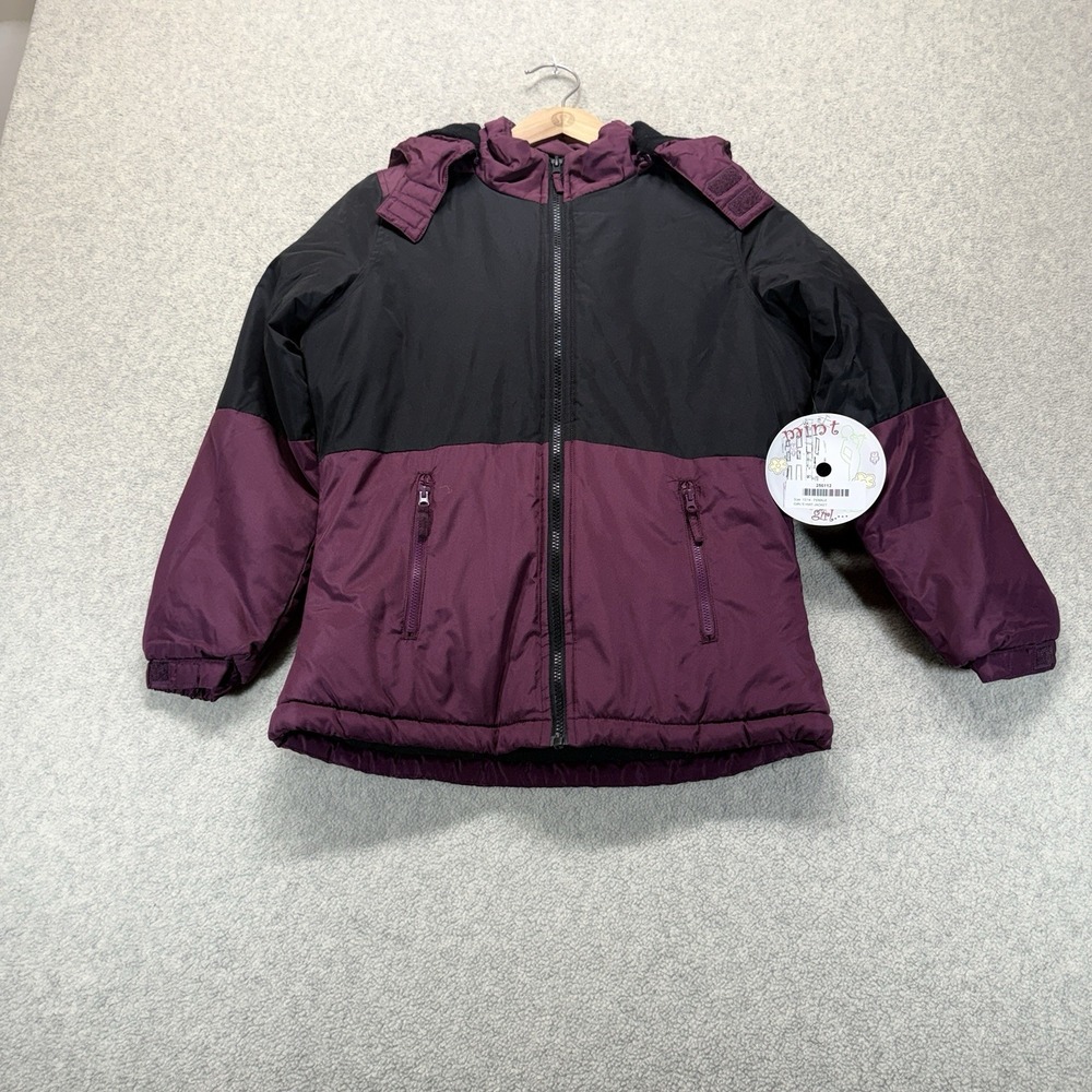 NWT Mint Girl Girls' Heavyweight Hooded Colorblock Jacket Purple 12/14